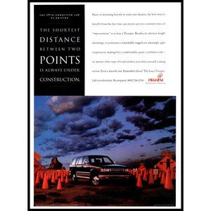 1994 Isuzu Trooper 4x4 SUV Vintage Print Ad Construction Signs Road Cone Art